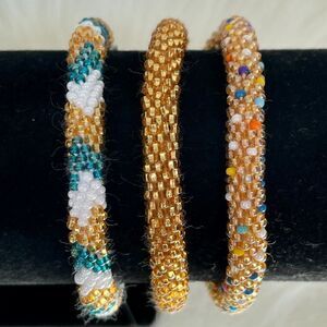 HAND CRAFTED in Nepal Beaded Bracelets (set of 3) #228